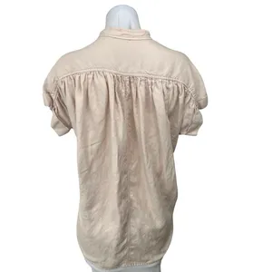 Aritzia Wilfred Pink Button Down Short Sleeve High Neck Shirt Blouse Top Sz XXS thumbnail 2
