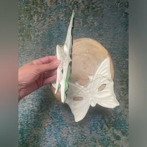 Vintage dead stock plastic butterfly green and pink Halloween costume face masks thumbnail 5