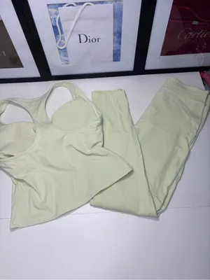 MFVIM 2 Piece Set Lemon Chiffon Yellow Workout Set Fits Like Small (Tag XL) NWOT thumbnail 3