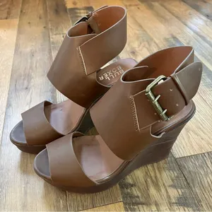 Bull Boxer Strappy Wedge Platform Heels Brown Size 8 thumbnail 4