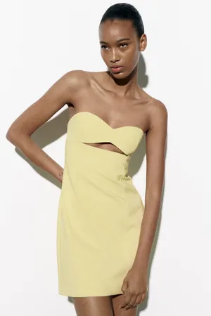 ZARA Bodycon Strapless Mini Lemon Party Coctail Shower Bridal 🍋Dress thumbnail 9
