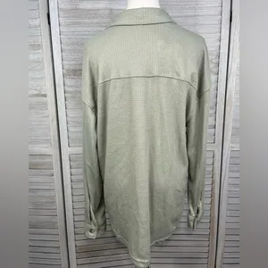 BETTER TOGETHER Button Down Waffle Knit Top Sage Green thumbnail 3