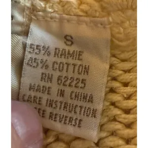 Vintage B.Moss Sweater Womens Size S Yellow Ramie Cotton Crochet Hem & Collar thumbnail 6