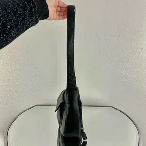 FOSSIL Vintage 90s Y2K Black Leather Edgy Grunge Moto Small Shoulder Bag Purse thumbnail 6