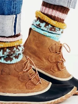Sorel Two-Tone Leather and Rubber Winter Boots in Brown and Black thumbnail 1