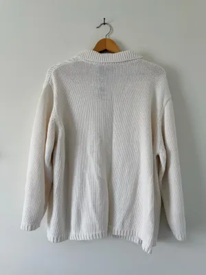 Jenny Buchanan White Cable Knit Vintage Cardigan Sweater thumbnail 6