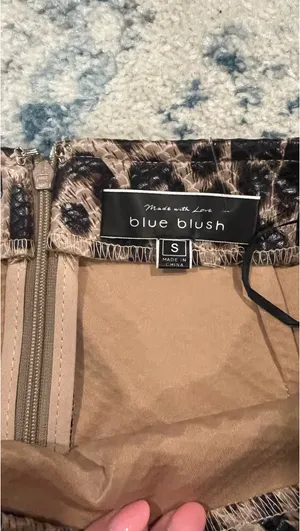 Blue Blush Mini Leather Cheetah Skirt thumbnail 3