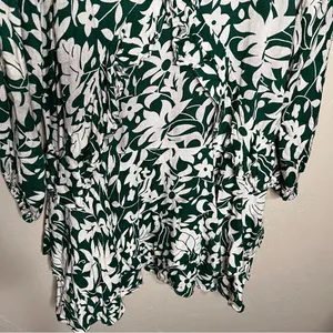 Free People‎ Rebecca Floral Green White Ruffle Tiered Long Sleeve Mini Dress thumbnail 5