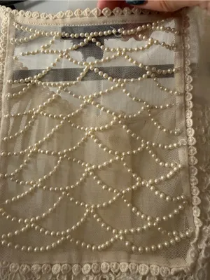 Let Me Be for Anthropologie Cream Lace & Pleated Short-Sleeve Top thumbnail 2