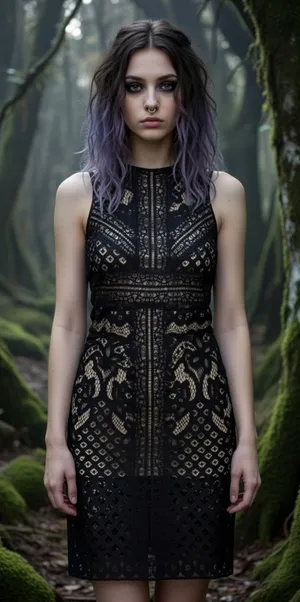 Lace Sheath Sleeveless Midi Dress Whimsygoth Fairy Grunge Feminine Indie Sleeze‎ thumbnail 1