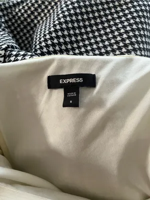 Express Black White Houndstooth Wide Leg Jumpsuit Small Preppy Business Casual thumbnail 8