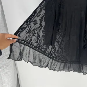 Maurices Black Sheer Floral Burnout Velvet Chiffon Lace Trim Open Front Cardigan thumbnail 6