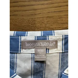 Woman Within‎ Womens Blue White Striped Print Button Up Shirt Size Large Office thumbnail 3