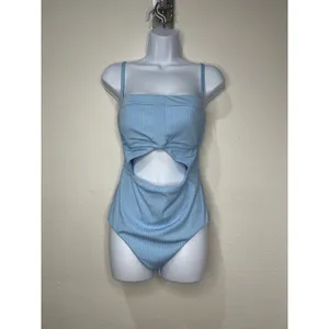 Sanctuary Swim Womens XL Blue Ribbed Cutout One Piece Swimsuit New‎ thumbnail 3