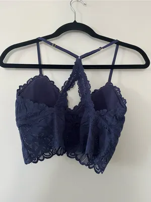 Aerie Navy Blue Lace Bralette Strappy Back Medium Feminine thumbnail 3