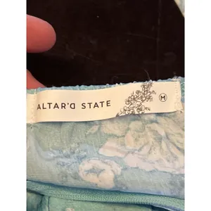 Altar'd State Dress Womens Medium Blue Floral Tie Front Flutter Sleeve Maxi thumbnail 14