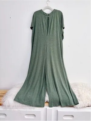 Women's FP Beach Green Short Sleeve Jumpsuit XS Oversized Linen blend thumbnail 2