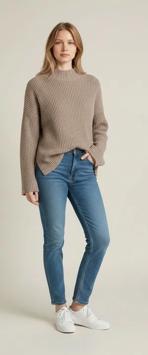 Abercrombie & Fitch Brown Ribbed Knit Long Sleeve Mock Neck Sweater Top Size S thumbnail 1