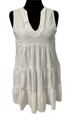 Tuckernuck Pomander Place Kenzo Tiered Dress White Swiss Dot Sleeveless Medium thumbnail 1