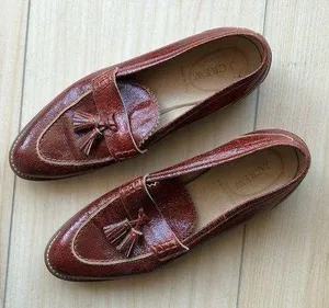 J. Crew Biella Crackled red tassle Loafers size 8.5 thumbnail 1