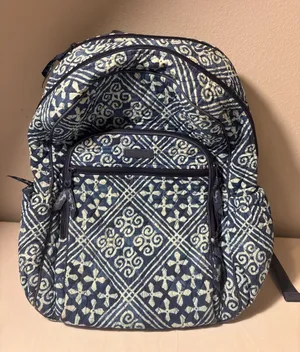 Vera Bradley Cuban Tiles Campus Tech Backpack RETIRED Blue Laptop Compartment thumbnail 1