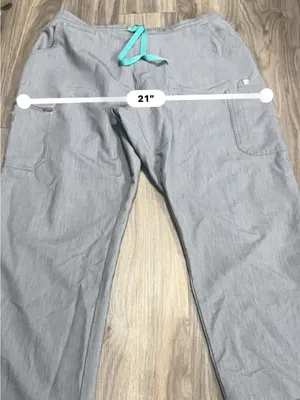Figs Heather Gray Track Pants with Teal Drawstring thumbnail 5