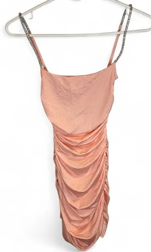 Lucy in the Sky pink mini dress with silver chain straps Size XS thumbnail 1