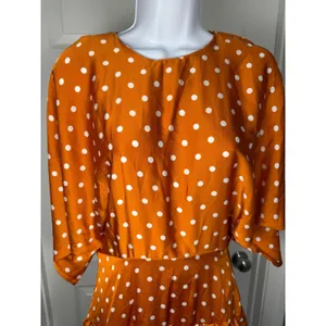 Nasty Gal Orange Polka‎ Dot Ruffle Mini Dress Open Back NWT Romantic Feminine thumbnail 4