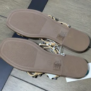 A New Day Hollis Tan Studded Strappy Flat Sandals Silver Studs Women 8 NWT thumbnail 5