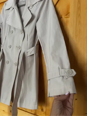 DKNY Muslin Double-Breasted Trench Coat with Belt - Size M‎ - DKNY Style 06134 thumbnail 12