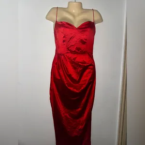 Elegant Red Satin Dress thumbnail 2
