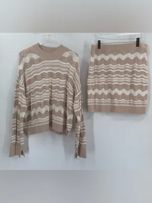 Anthropologie Pointelle sweater & skirt set size xl‎ thumbnail 5