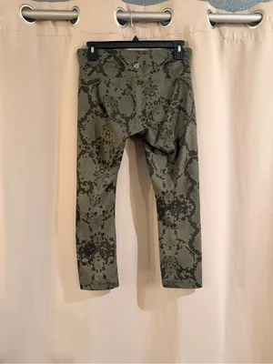 Lululemon Olive Green Snake-Print Capris thumbnail 2