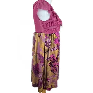 Free People Floral Velvet and Mesh Ruffle Mini Dress Small thumbnail 2