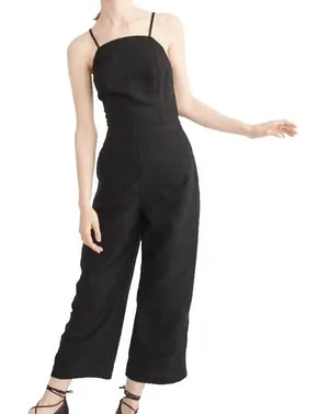 Abercrombie & Fitch Black Wide‑Leg Culotte Jumpsuit Women’s Size 4 Sleeveless thumbnail 1