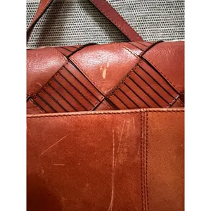 Vintage Brown Woven Leather Etienne Aigner Boho Purse Handbag thumbnail 14