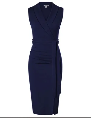 GRACE KARIN Women's Wear to Work Sleeveless Ruched Bodycon Office Pencil Midi Dresses with Belt thumbnail 3
