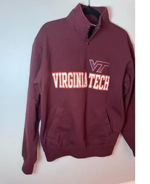 Virginia Tech Champion burgundy pull over quarter zip unisex sz M thumbnail 3
