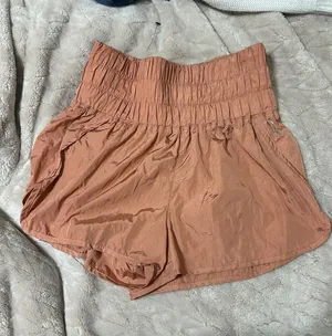 Free People High Smocked Waist Rust-Orange Shorts thumbnail 1