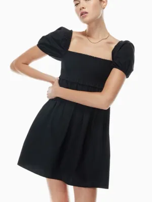 Aritzia Sunday Best Hadley Babydoll Puff-Sleeve Mini Dress in Black Size Small thumbnail 1