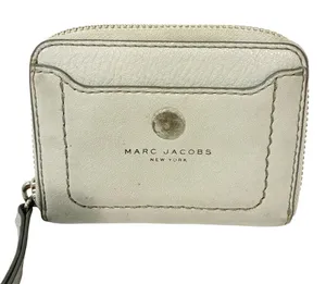 Marc Jacobs BiFold‎ Wallet Light Grey Black Leather Snap Button thumbnail 1