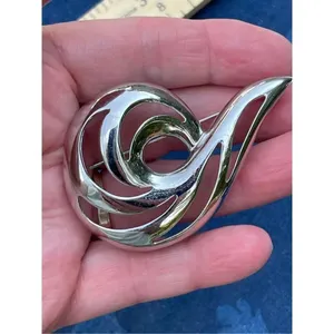 Vintage shiny Monet swirl brooch. Large thumbnail 7