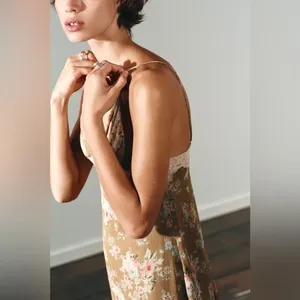 NWT Zara Floral Lace Slip Dress Lingerie-Inspired Midi Dress Spaghetti Strap XS thumbnail 5
