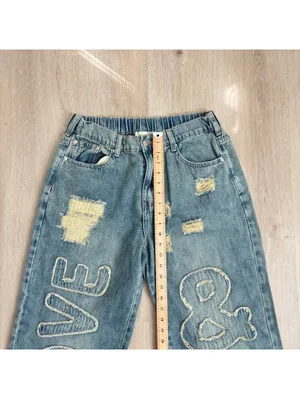Oli & Hali EUC Women's Love & Applique Patch Wide Leg Jeans Size L thumbnail 4