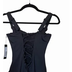 TA3 Lifty One Piece Swimsuit Black Corset Lace Up Sculpting Small NWT thumbnail 8