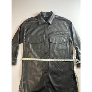 ZARA long Black Leather Jacket S thumbnail 11