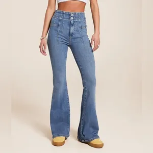 Free People We‎ The Free Jayde High Rise Flare Jeans in Sunburst Blue Size 29 thumbnail 2
