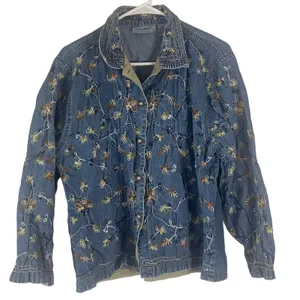 Jane‎ Ashley Vintage 90s Women's Size Large Embroidered Denim Shacket Button Up thumbnail 1