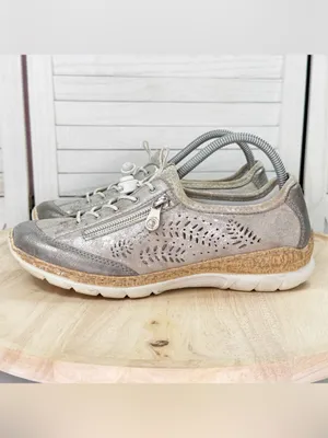 Rieker N42K6 Nikita Slip-On Sneakers Metallic Silver 41 US 9.5 Athleisure thumbnail 3