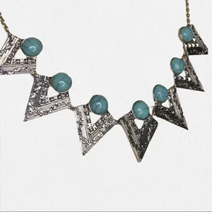 Cool silver and turquoise stone necklace Silver thumbnail 7